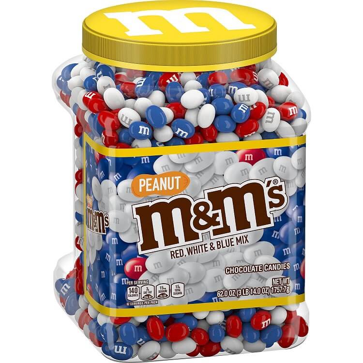 Red,White, and Blue Peanut M&M Patriotic Candy  SweetServices.com